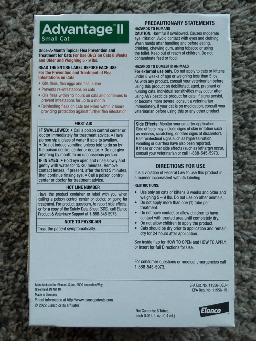 Advantage II Small Cat Flea Treatment - 10 Monthly Doses Total